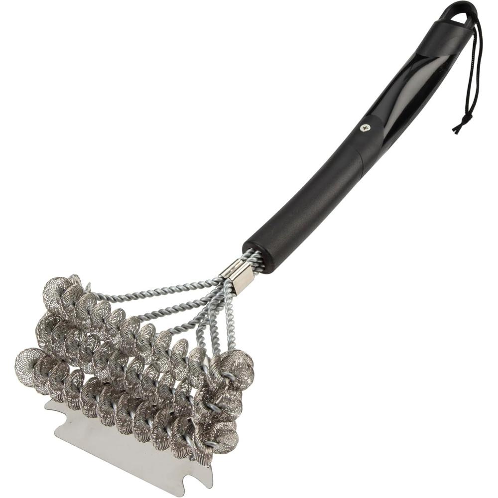 Cuisinart Stainless Steel 16.5″ Long Handle Grill Cleaner Brush and Scraper for BBQ, Griddle, Grills, Cookout Tool, Grill Brush for Outdoor Grills BBQ Accessories(Triple Coil Grill Brush)