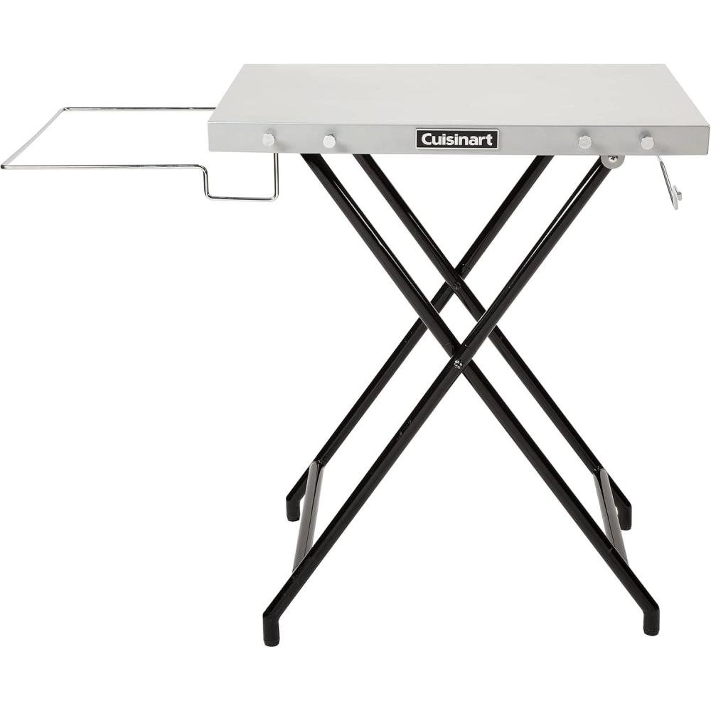 Cuisinart Fold ‘n Go Prep Table, Portable Folding Table and Grill Stand with Tool hooks, Trash Bag Holder, Paper Towel Rack, 24 x 20 Steel Food Prep Station Perfect for BBQs, Tailgates and Camping