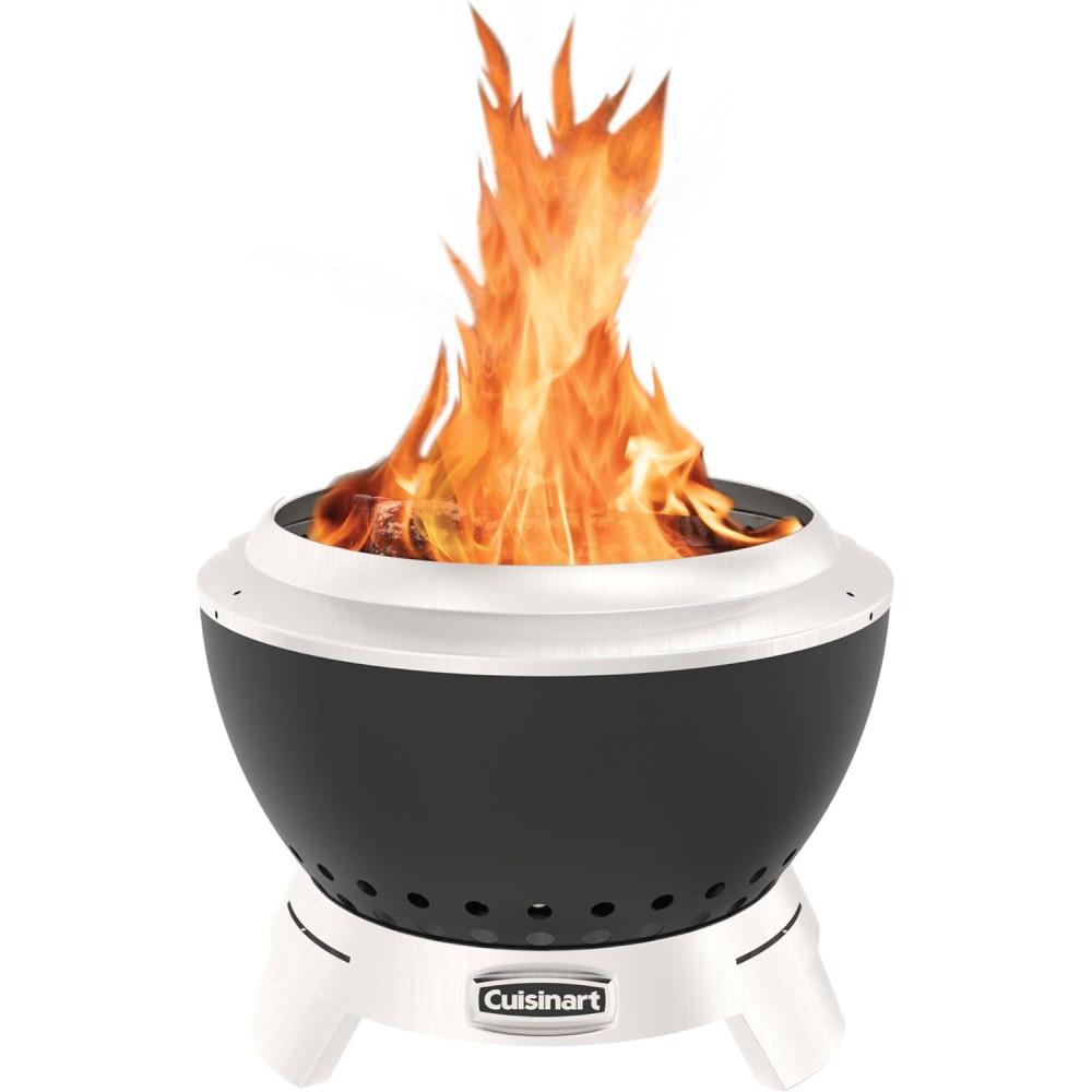 Cuisinart 24 Cleanburn Smokeless Fire Pit with Removable Base for Ash, Portable Wood Burning Outdoor Fireplace, Stainless Steel Smoke Free Outdoor Heater, Enhanced Airflow and Easy Cleanup(Cleanburn 19.5″ Fire Pit)