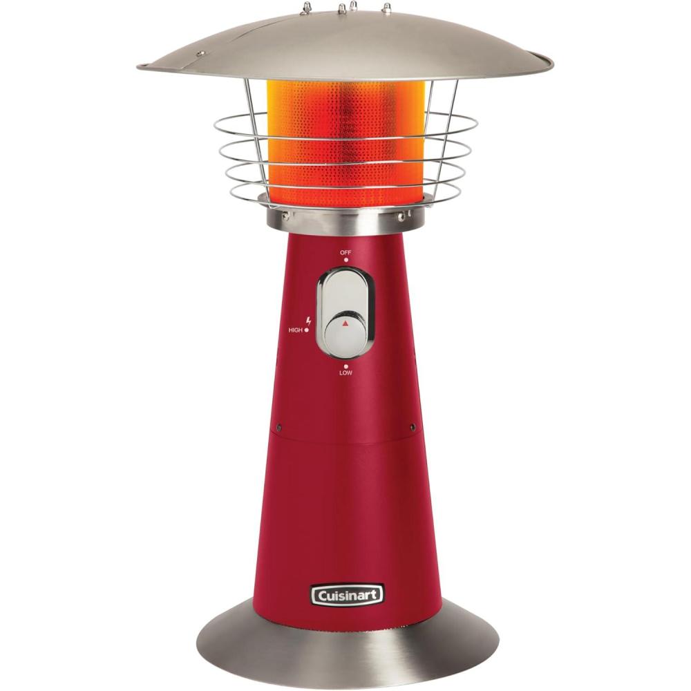 Cuisinart Portable Tabletop Patio Heater, 11,000 BTU Outdoor Propane Heater with Safety Tilt Switch and Adjustable Heat, Burner Screen Guard, 30 sq. Foot Heat Range, Black(Red)