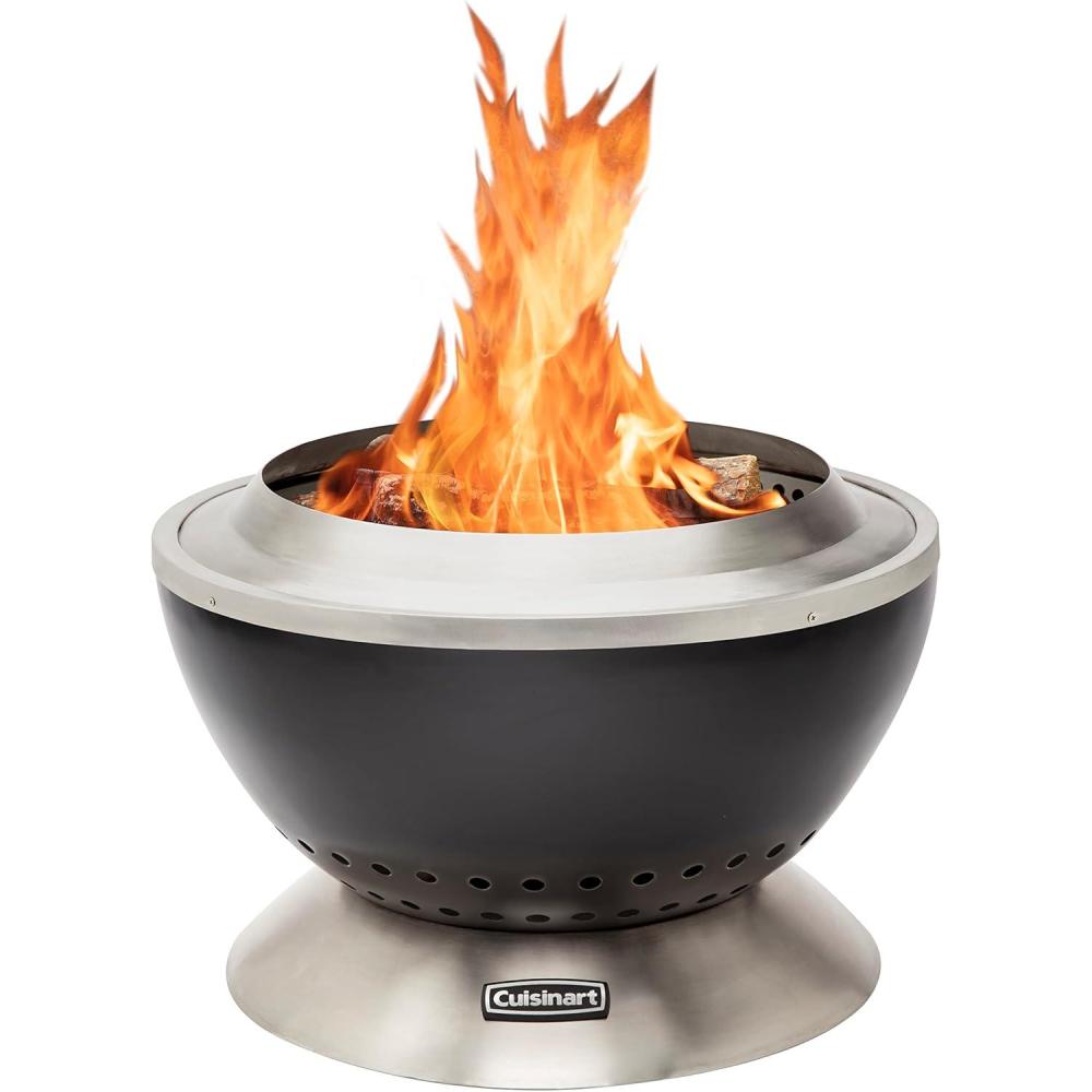 Cuisinart 24 Cleanburn Smokeless Fire Pit with Removable Base for Ash, Portable Wood Burning Outdoor Fireplace, Stainless Steel Smoke Free Outdoor Heater, Enhanced Airflow and Easy Cleanup(Cleanburn 24″ Fire Pit)