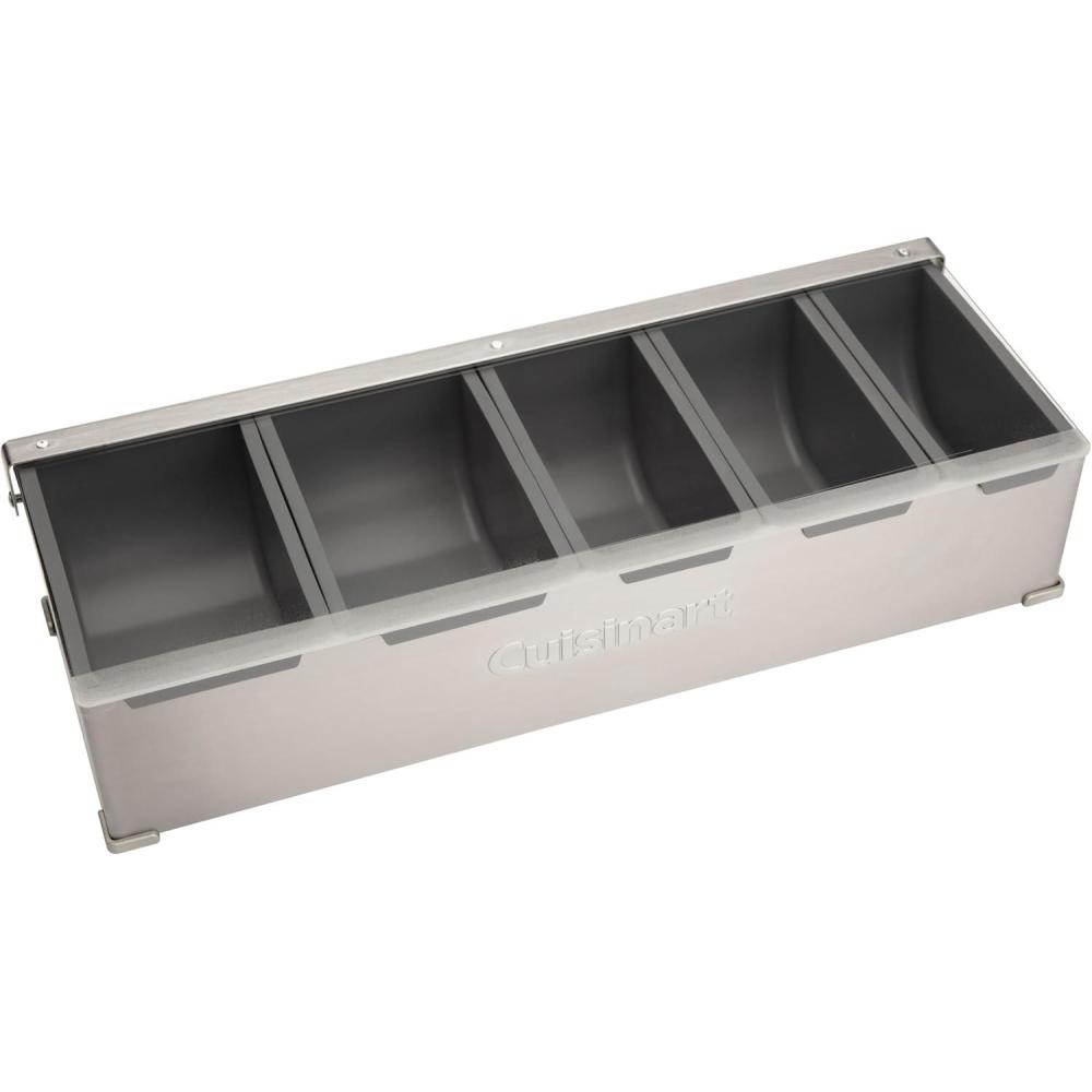 Cuisinart Condiment & Topping Station, 5 Dishwasher Safe Containers for Toppings & Condiments, Versatile Fresh Food Prep Station with Clear Lid, Perfect for BBQs, Burgers, Tacos, Pizza & Omelets(Small)