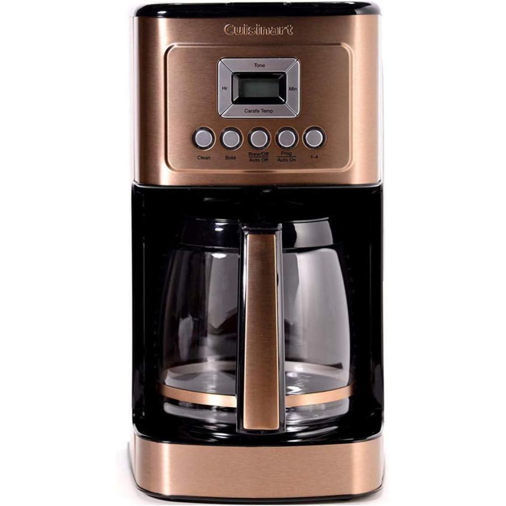 Cuisinart 14-Cup Coffee Maker, Programmable PerfecTemp Glass Carafe Coffee Machine with 1-4 Cup Setting, Brew Strength Control and Brew Pause, Stainless Steel, DCC-3200WNAS, White(Copper Stainless)