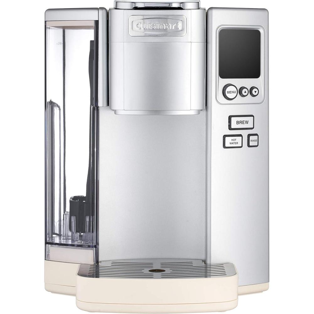 Cuisinart Coffee Maker, Single Serve 72-Ounce Reservoir Pod Coffee Machine, Programmable Brewing & Hot Water Dispenser, 3 Cup-Size Settings, Stainless Steel, SS-10P1, Silver(Cream)