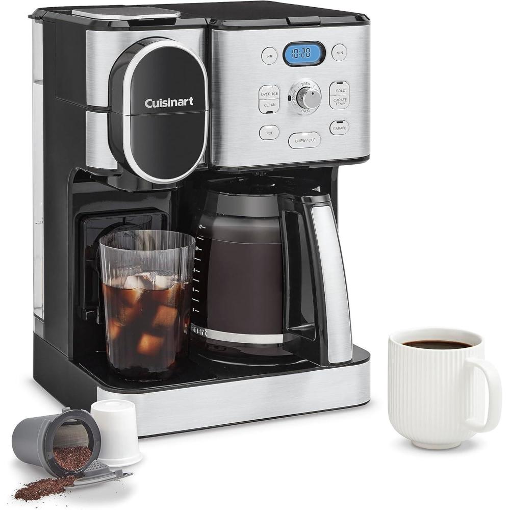Cuisinart 12-Cup Coffee Maker, Single-Serve Brewer Glass Carafe, Automatic Hot & Iced Coffee Machine, Brew Strength Control and Pause, SS-16, Stainless Steel(Stainless Steel)