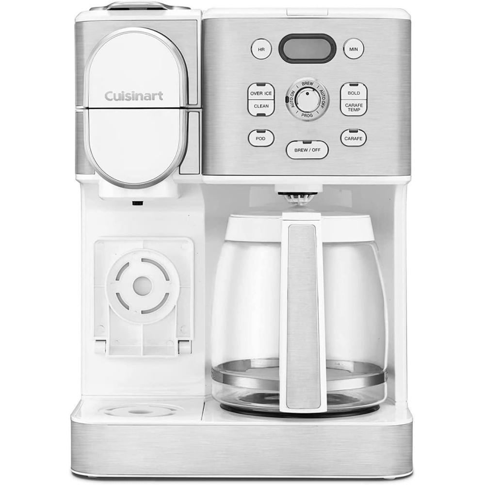 Cuisinart 12-Cup Coffee Maker, Single-Serve Brewer Glass Carafe, Automatic Hot & Iced Coffee Machine, Brew Strength Control and Pause, SS-16, Stainless Steel(White)