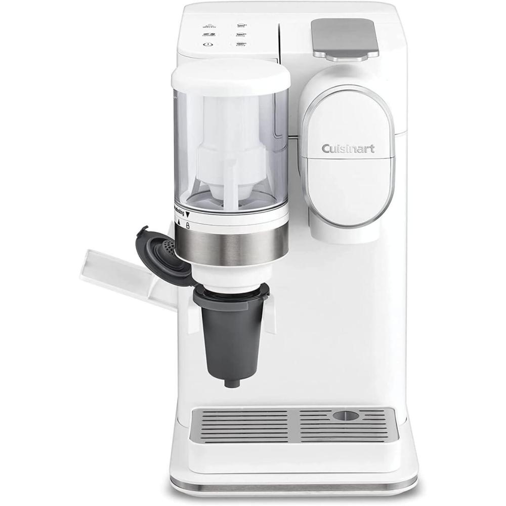 Cuisinart Single-Serve Coffee Maker + Coffee Grinder with 8, 10, and 12 oz. Serving Size, Compatible with Single-Cup Pods, 48-Ounce Removable Reservoir, Stainless Steel, DGB-2SS(White)