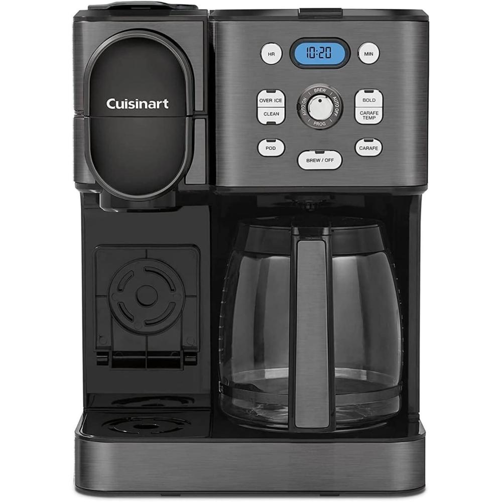 Cuisinart 12-Cup Coffee Maker, Single-Serve Brewer Glass Carafe, Automatic Hot & Iced Coffee Machine, Brew Strength Control and Pause, SS-16, Stainless Steel(Black Stainless Steel)