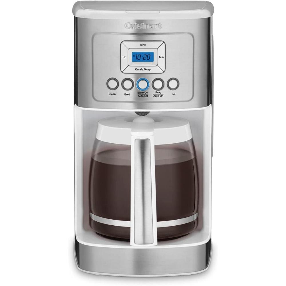 Cuisinart 14-Cup Coffee Maker, Programmable PerfecTemp Glass Carafe Coffee Machine with 1-4 Cup Setting, Brew Strength Control and Brew Pause, Stainless Steel, DCC-3200WNAS, White(White)