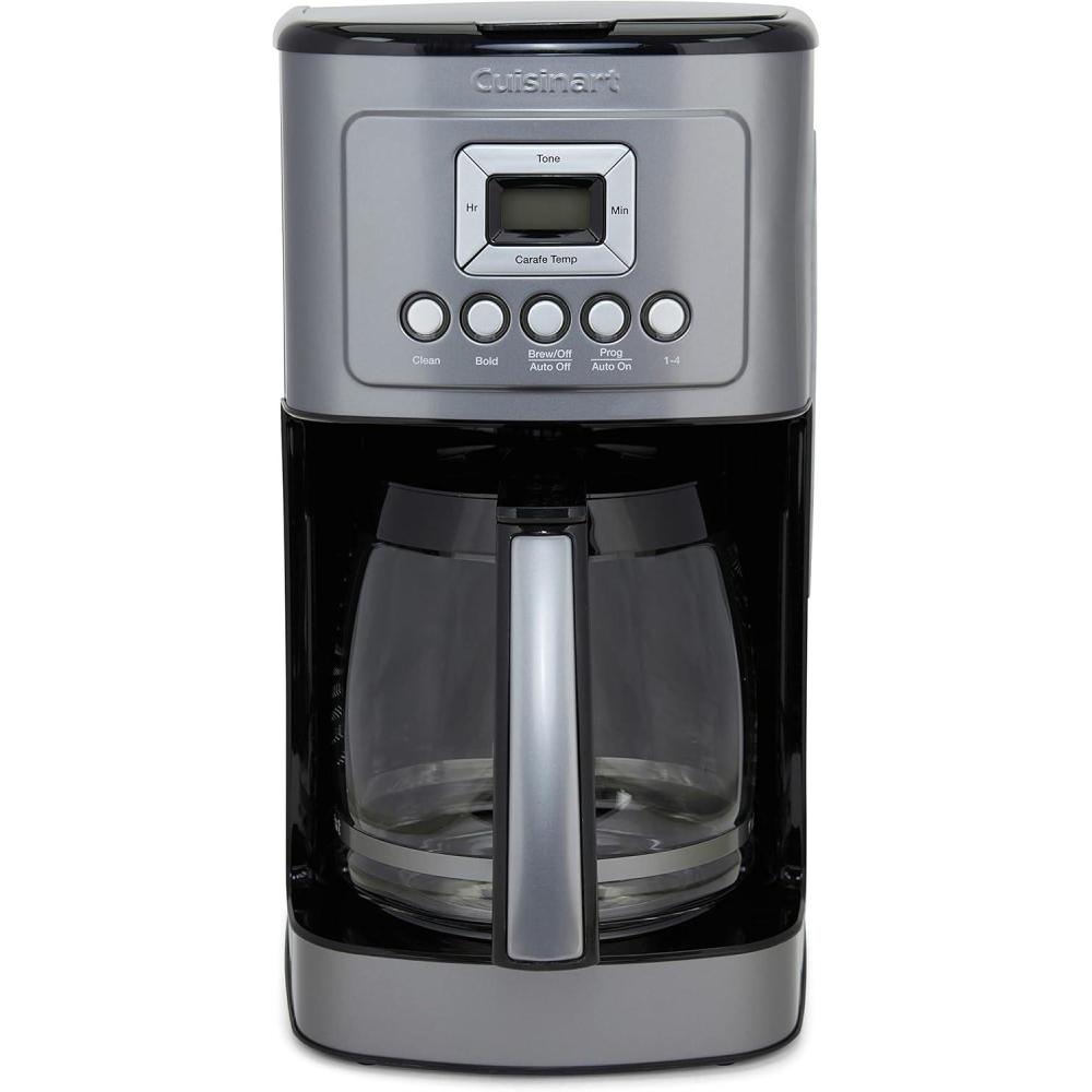 Cuisinart 14-Cup Coffee Maker, Programmable PerfecTemp Glass Carafe Coffee Machine with 1-4 Cup Setting, Brew Strength Control and Brew Pause, Stainless Steel, DCC-3200WNAS, White(Gunmetal)