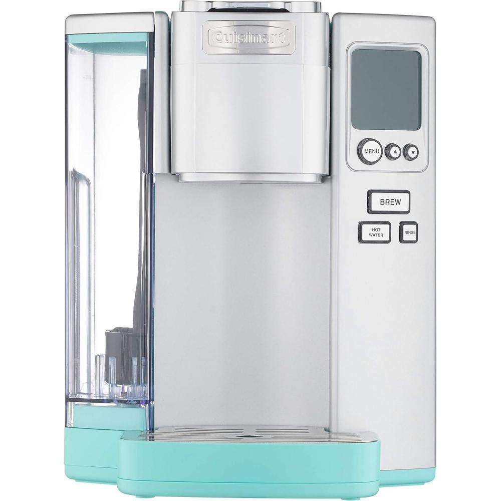 Cuisinart Coffee Maker, Single Serve 72-Ounce Reservoir Pod Coffee Machine, Programmable Brewing & Hot Water Dispenser, 3 Cup-Size Settings, Stainless Steel, SS-10P1, Silver(Robins Egg Blue)