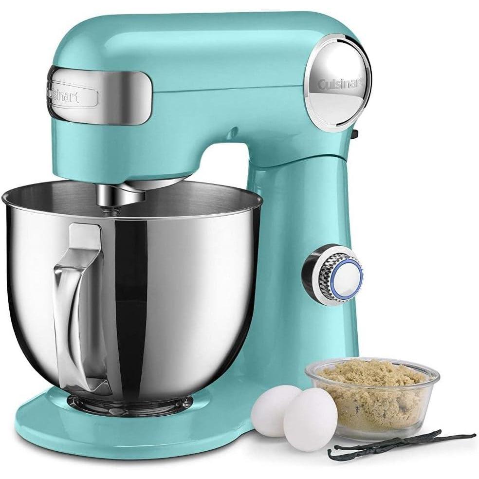 Cuisinart Stand Mixer, 12 Speed, 5.5 Quart Stainless Steel Bowl, Chef’s Whisk, Mixing Paddle, Dough Hook, Splash Guard w/ Pour Spout, Robin’s Egg, SM-50TQ(Periwinkle Blue)