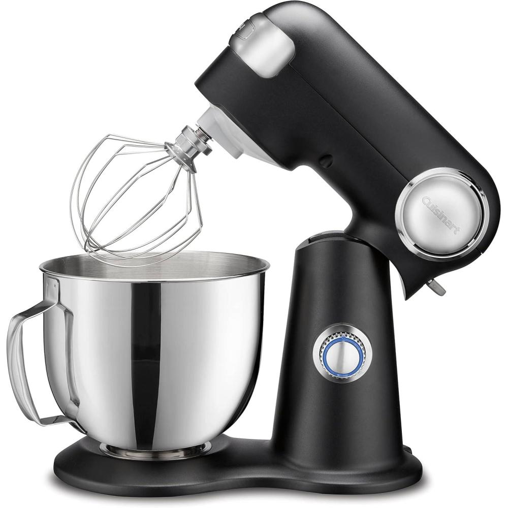 Cuisinart Stand Mixer, 12 Speed, 5.5 Quart Stainless Steel Bowl, Chef’s Whisk, Mixing Paddle, Dough Hook, Splash Guard w/ Pour Spout, Poppy Seed, SM-50PSNAS(Onyx)