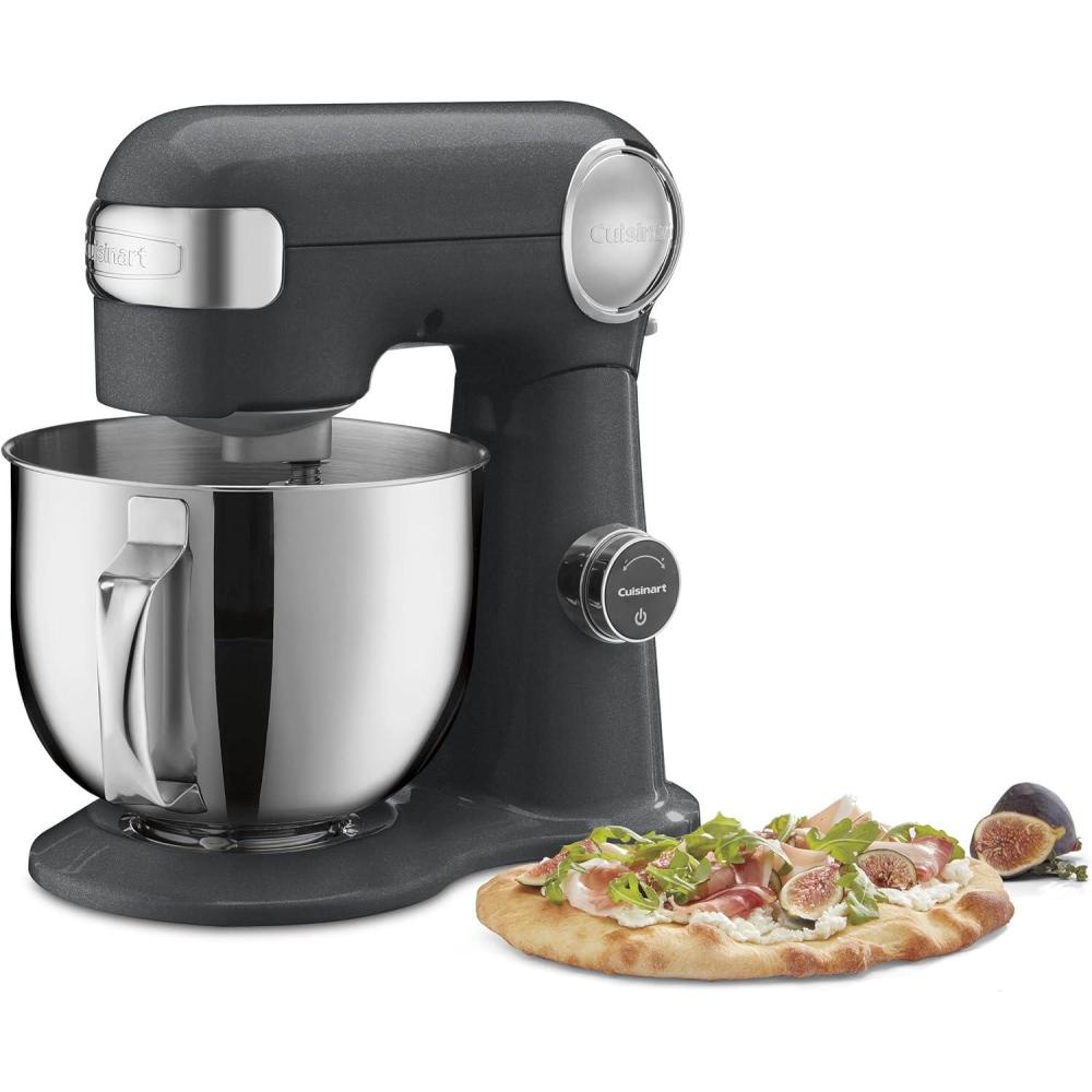 Cuisinart Stand Mixer, 12 Speed, 5.5 Quart Stainless Steel Bowl, Chef’s Whisk, Mixing Paddle, Dough Hook, Splash Guard w/ Pour Spout, Robin’s Egg, SM-50TQ(Graphite)