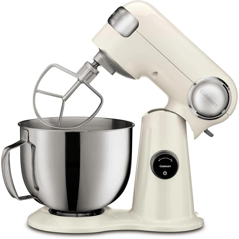 Cuisinart Stand Mixer, 12 Speed, 5.5 Quart Stainless Steel Bowl, Chef’s Whisk, Mixing Paddle, Dough Hook, Splash Guard w/ Pour Spout, Robin’s Egg, SM-50TQ(Cream)