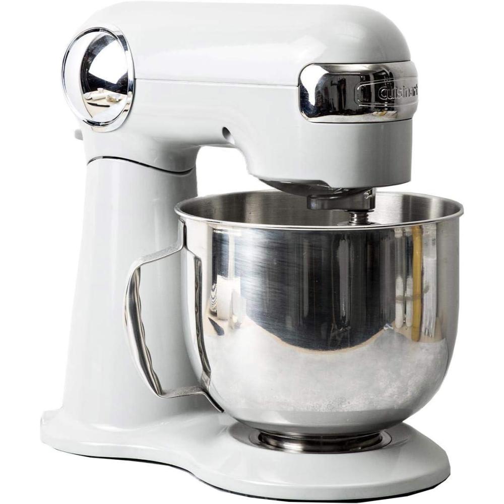 Cuisinart Stand Mixer, 12 Speed, 5.5 Quart Stainless Steel Bowl, Chef’s Whisk, Mixing Paddle, Dough Hook, Splash Guard w/ Pour Spout, White Linen, SM-50, Manual(White Linen)