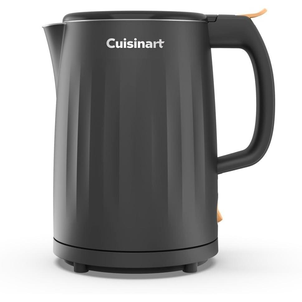 Cuisinart Soho 1-Liter Double Wall Electric Hot Water Kettle, Tea Kettle with Stainless Steel Interior, One Touch Operation to Boil Water for Tea, Hot Cocoa, or Instant Oatmeal, CK-10TR, Truffle(Black)