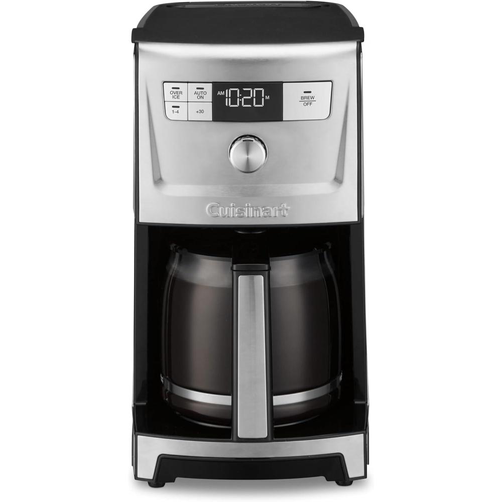 Cuisinart Coffee Maker, 14-Cup PerfecTemp Programmable Coffee Machine Glass Carafe with 1-4 Cup Setting, Brew Strength Control, Brew Pause, and Over Ice Function, White, DCC-3500W(Stainless Steel)