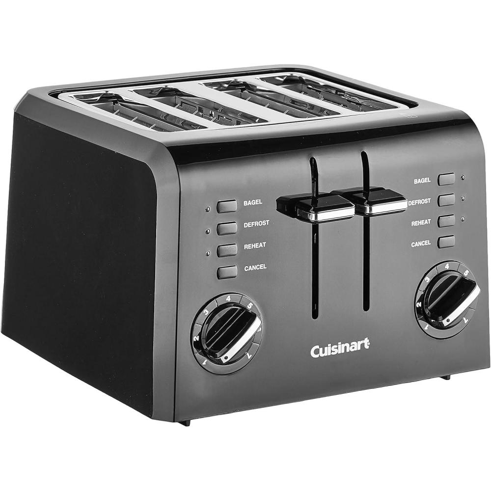 Cuisinart 4-Slice Compact Plastic Toaster, White, CPT-142P1(Black)