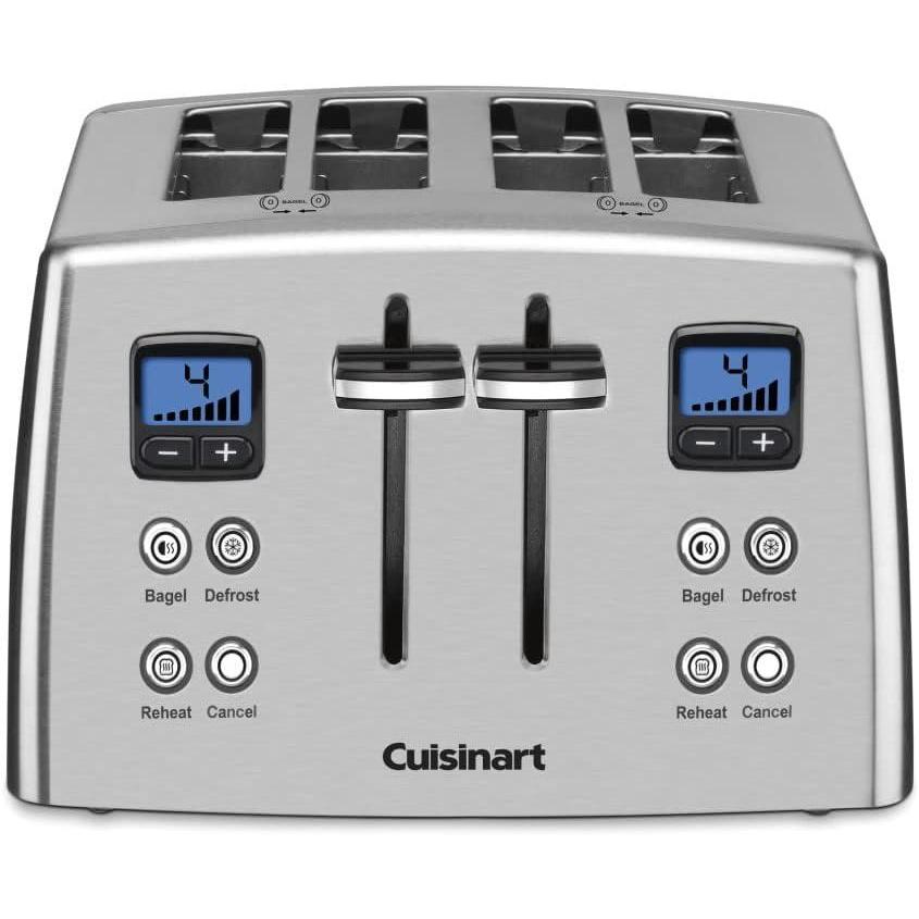 Cuisinart 4 Slice Countdown Motorized Toaster, Compact Design with Extra-Wide Slots for Toasting, Defrost & Reheat Functions, CPT-435P1, Stainless Steel(4-Slice)