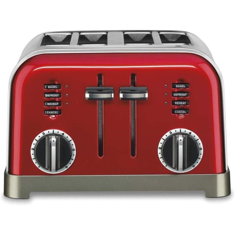 Cuisinart CPT-180BKS Classic 4-Slice Toaster, Black/Stainless Steel(Metallic Red)
