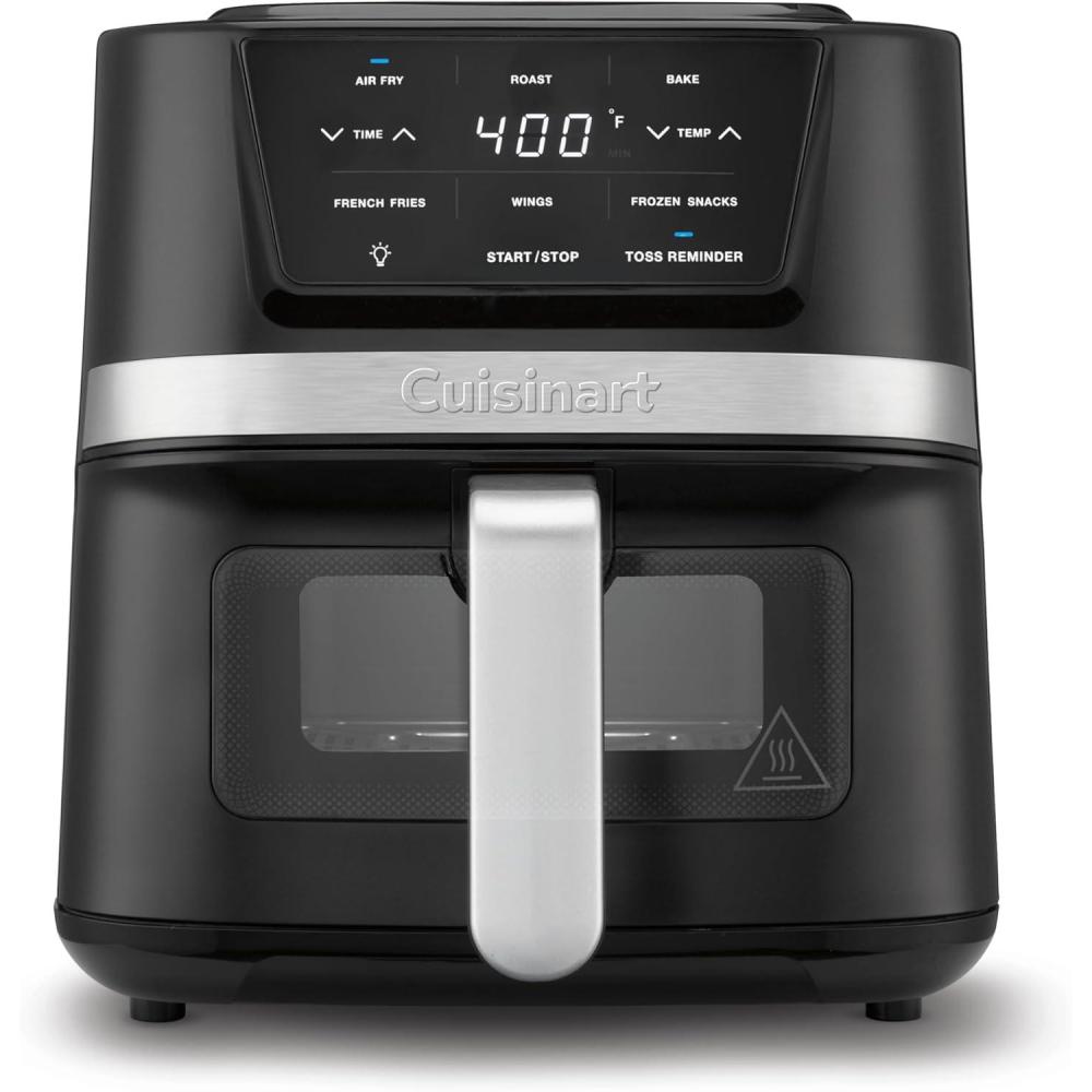 Cuisinart Air Fryer, 2.6-Quart Compact Basket Fryer with 3 Cooking Functions to Air Fry, Roast, and Bake, 3 Airfryer Presets, Dishwasher-Safe Parts, AIR-80, Stainless Steel & Black(2.6 Qt. Window)