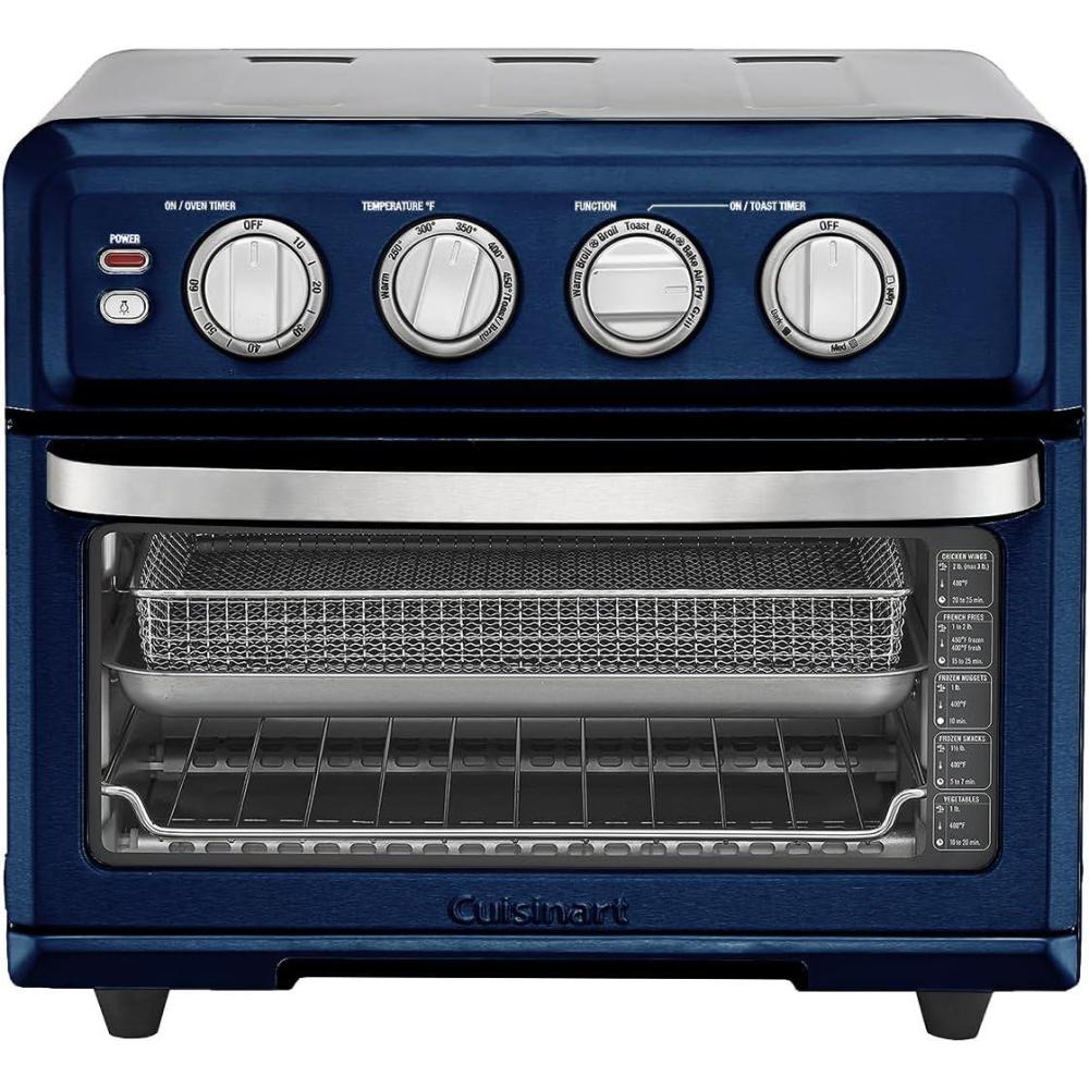 Cuisinart Air Fryer Toaster Oven with Grill, 1800W 8-1 Air Fryer Oven with Bake, Convection Bake, Grill, Broil and Warm Options, Large Capacity, 60-Minute Timer, TOA-70BKS, Black SS(Navy Blue)
