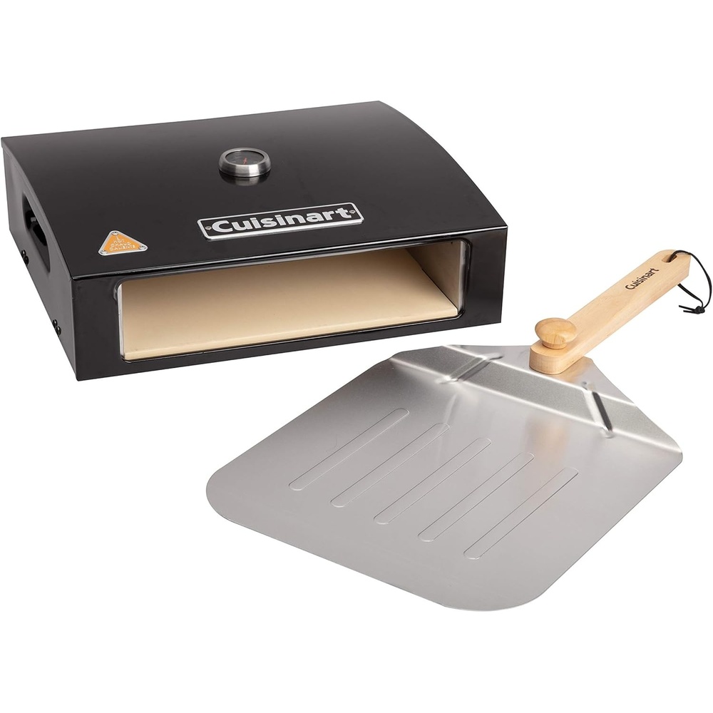 Cuisinart Grill Top Pizza Oven Kit, Portable Make Your Own Pie Set With Pizza Peel and Cordierite Stone, Baking Oven for Backyard Homemade Pizzas, Perfect Pie Accessory