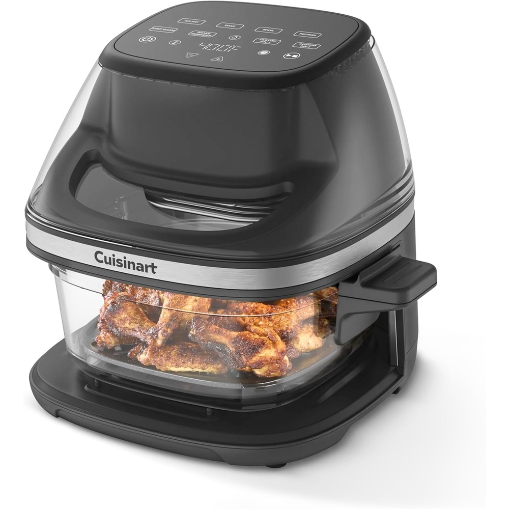 Cuisinart ClearView 4-Quart Air Fryer with Glass Basket and PFAS-Free Ceramic Nonstick Crisper Plate, 5 Cooking Functions, 2 Custom Presets, Adjustable Temperature up to 450°F, 3-Year Warranty, AFC-4