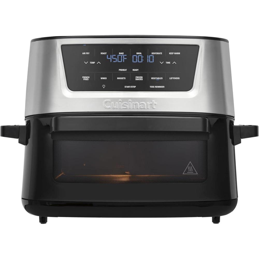 Cuisinart Air Fryer, 2.6-Quart Compact Basket Fryer with 3 Cooking Functions to Air Fry, Roast, and Bake, 3 Airfryer Presets, Dishwasher-Safe Parts, AIR-80, Stainless Steel & Black(9 Qt. Window)