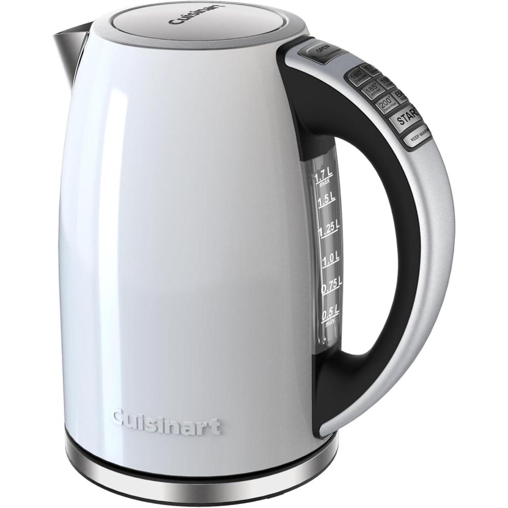 Cuisinart Caskata PerfecTemp 1.7-Liter Electric Kettle, Cordless Electric Tea Kettle, 1500W for Fast Heat-Up, 6 Preset Temperatures, 30-Minute Keep Warm, Stay Cool Nonslip Handle, CPK-17P1CK(White)