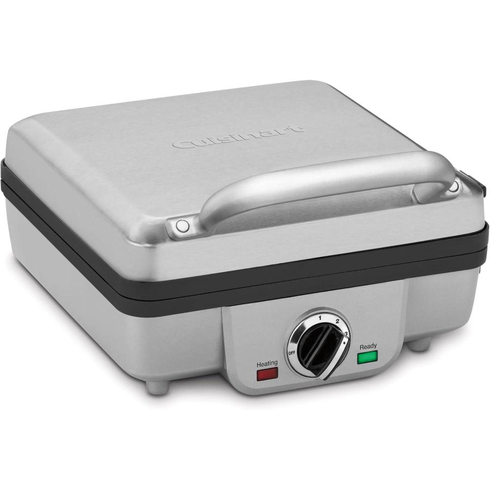 Cuisinart Belgian Waffle Maker with Pancake Plates, Nonstick Plates, 6 Browning Levels, Ready Indicator Lights, Temperature Control, Deep Waffle Pockets, WAF-300NAS, Brushed Stainless(New Square Belgian)