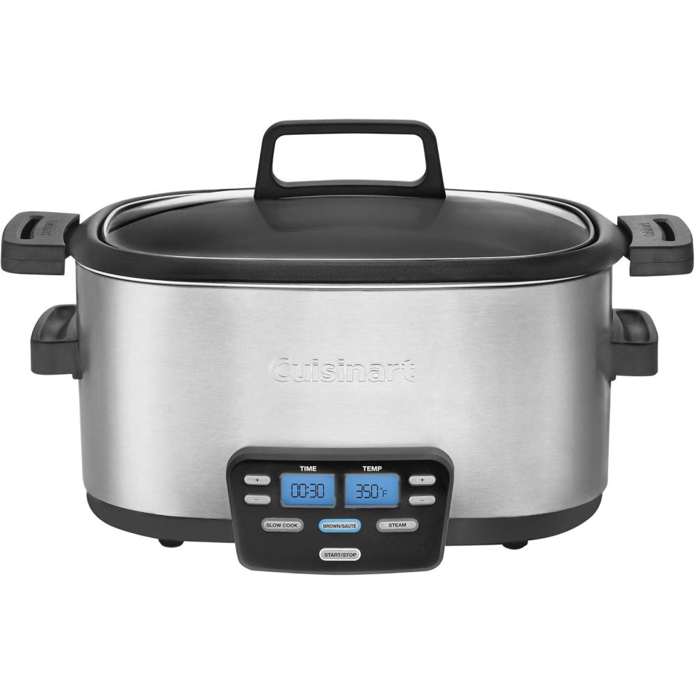 Cuisinart 3-In-1 Cook Central 6-Quart Multi-Cooker: Slow Cooker, Brown/Saute, Steamer, MSC-600 NAS, Silver(6 Quarts)