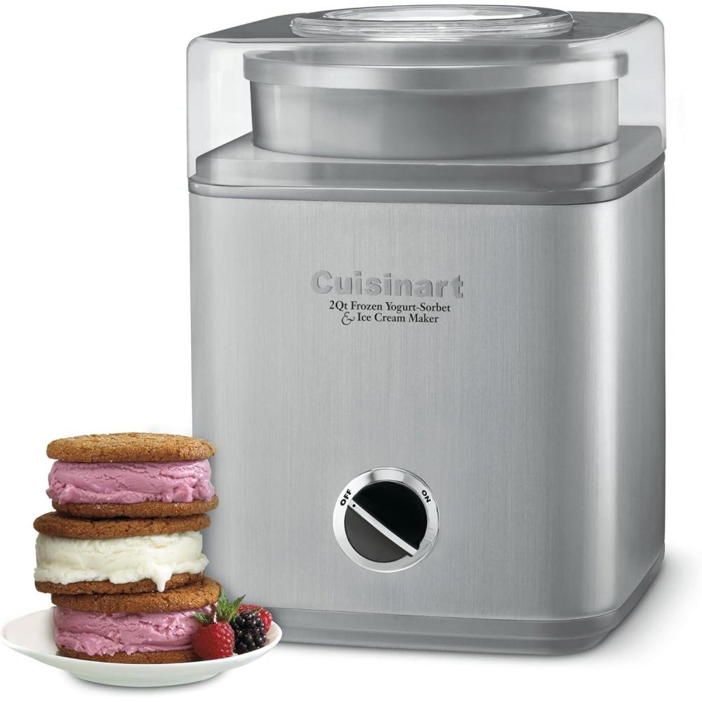 Cuisinart Ice Cream Maker Machine, 2-Quart Ice Cream, Sorbet and Frozen Yogurt Machine, Fully Automatic Double-Insulated Freezer Bowl Makes Frozen Desserts in Under 30 Minutes, ICE30BCP1, Silver