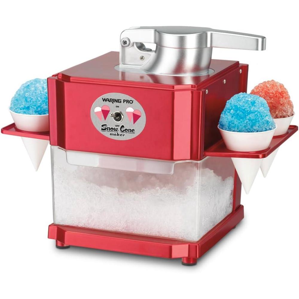 Cuisinart Snow Cone Machine, Home Shaved Ice Maker for Snow Cones, Snow Cone Maker with Reuseable Paper Cups, Makes 5 Icy Cones for Slushies, Frozen Drinks , Red, SCM-10P1