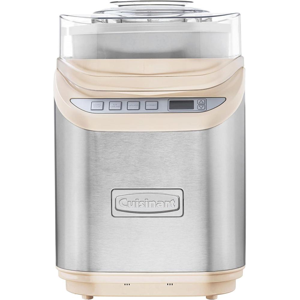 Cuisinart Ice Cream Maker Machine, 2-Quart Stainless Steel Frozen Yogurt, Gelato, Sorbet, Ready in 20 Minutes, LCD Screen and Timer, ICE-70P1(Cream)