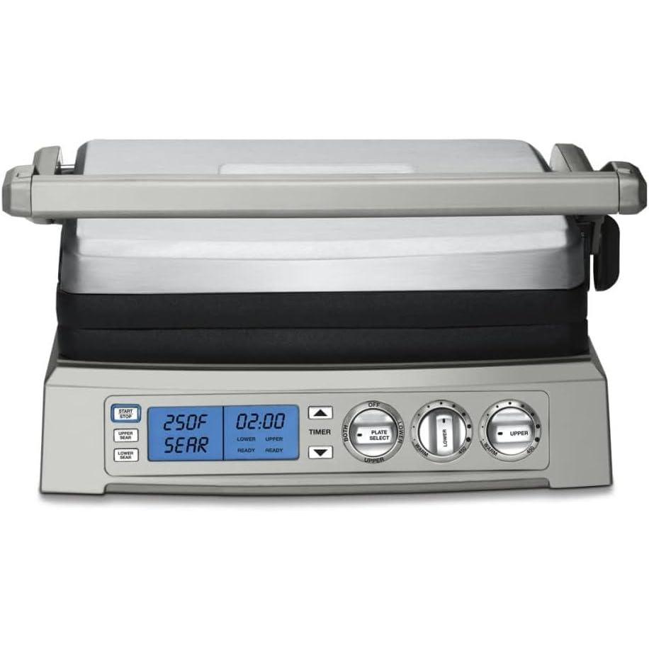 Cuisinart 6-in-1 Elite Griddler, Electric Grill, Griddle & Top Melt, 500°F Temperature Sear Function, LCD Screen, Dishwasher-Safe Cooking Plates, GR-300WSP1, Stainless Steel